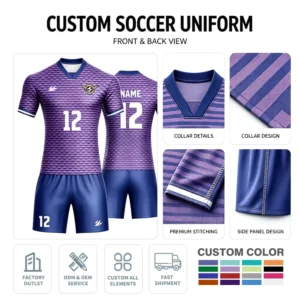 Custom Heat-Transfer Printed Unisex Adult Football Jersey Set with Name, Number, and Team Logo