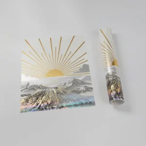 Custom High Quality Gold Silver Holographic Foil Art Prints Digital Printing with Matboard Frames Paper Home Wall Decor Posters