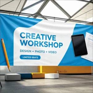 Custom High Strength PVC Fabric UV Resistant Ink Flexible Rollable Waterproof Portable Material Construction Banner