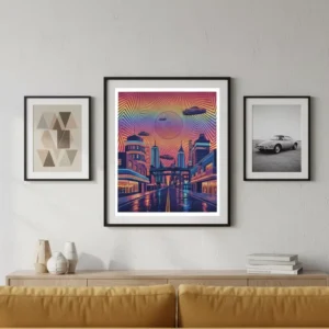 Custom Holofoil Art Print Paper Poster Holographic Foil Prints Cyberpunk City Illustration Wall Decoration Posters