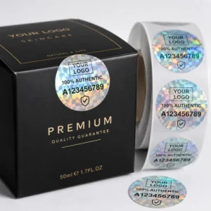 Custom Hologram Sticker Roll Silver Round Security Labels for Product Packaging Anti-Counterfeit Logo Seal OEM