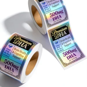 Custom Hologram Supplement Bottle and Jar Labels with Scratch-Resistant Printing