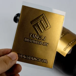 Custom Holographic Adhesive Aluminum 3D Embossed Metal Perfume Labels Stickers