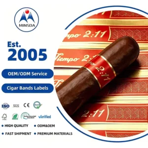 Custom Holographic Cuba Cigar Band Ring Sticker with Embossed Gold Foil