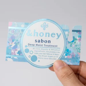 Custom Holographic Die-Cut Sticker Label with Hang Hole Laser Foil Round Shape Hair Care Product Packaging Adhesive Sticker