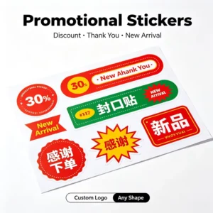 Custom Holographic Die Cut Thank You Stickers and Packaging Labels for Clothing
