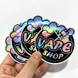 Custom Holographic Die-Cut Waterproof Tear-Resistant Vinyl Stickers for Bike, Bottle, and Laptop