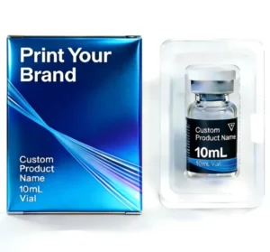Custom Holographic Foil Stamped Logo 1/2 Vials Tray 3ml Labels and Boxes Holographic Packaging for Peptid Products