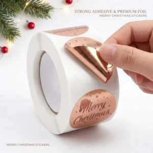 Custom Holographic Gold Foil Christmas Stickers