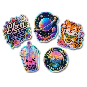 Custom Holographic Logo Die-Cut Waterproof Vinyl Label Self-Adhesive Rainbow Laser Hologram Decal