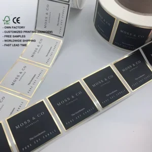 Custom Holographic Silvery Thermal Waterproof Sticker Label with UV Printing for Craft Packaging