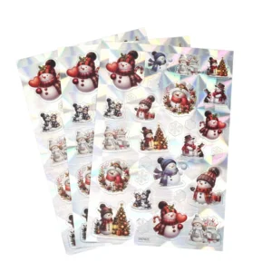 Custom Holographic Snowman Vinyl Stickers, A4 Laminate Sheets