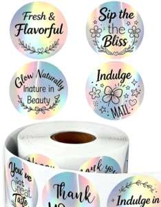 Custom Holographic Vinyl Self-Adhesive Labels with Rainbow Effect for Cosmetics and Products
