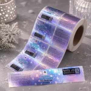 Custom Holographic Waterproof Rainbow Foil Packaging Label Stickers Roll Printing