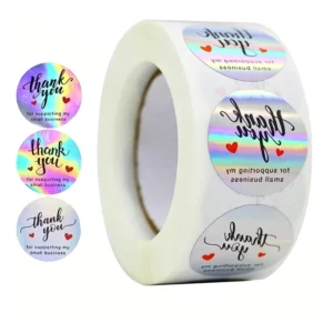 Custom Holographic Waterproof Rainbow Self-Adhesive Sealing Stickers for Candle Jars and Gift Boxes, Roll