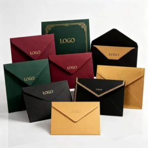 Custom Hot Gold Stamping Paper Gift Envelopes for Business Cards and Wedding Invitations