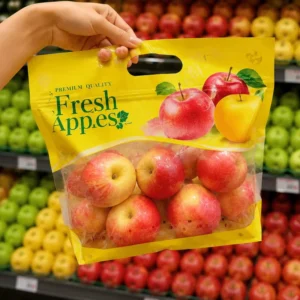 Custom Hot-Seal 0.5kg-1kg Apple Stand-Up Pouch Zipper Lock Breathable Heat-Seal Bag Transparent for Apples