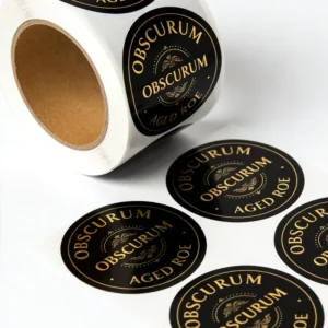 Custom Hot Stamping Waterproof Round Self-Adhesive Black Synthetic Paper Labels