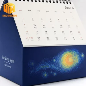 Custom House Shaped Desk Calendar Spiral Bound Full Color Art Print Unique Shape Desk Calendar Printing Manufacturer