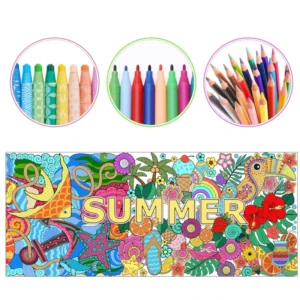 Custom Image/Size Summer Coloring Poster DIY Drawing Paper Art Blank Banner Table Cover for Kids Home School Wall Decor