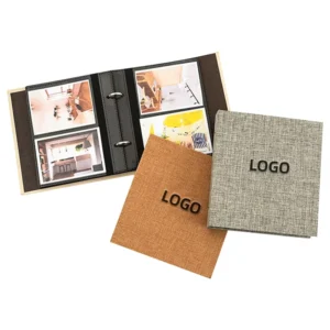 Custom Insert Pocket Photo Album, Cotton Linen Cover, 6-Inch Mini Scrapbook