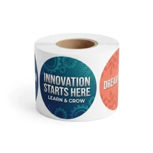 Custom Inspirational Round Waterproof Roll Adhesive Labels for Office, Classroom, Stationery, and Gift Packaging