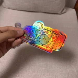 Custom Iridescent Holographic Vinyl Die Cut Stickers with Laser Rainbow Effect for Cosmetic Jars and Business Logos