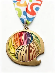Custom Irregular Antique Gold Soft Enamel Triathlon Medal Marathon Finisher Sports Award Medal
