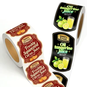 Custom Juice Bottle Label Waterproof Adhesive Paper Roll Packaging Sticker for Food