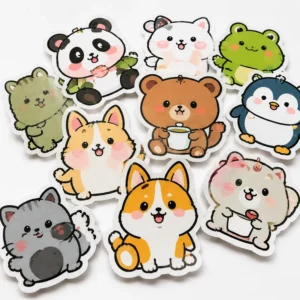 Custom Kawaii Animal Stickers Waterproof Vinyl Die Cut Sticker Pack for Laptop Water Bottle Phone Journal and Gifts