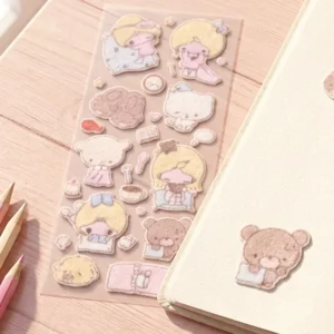 Custom Kawaii Fluffy Stickers Cute Plush Character Sheet for DIY Scrapbooking Journal Planner School Stationery Decoration