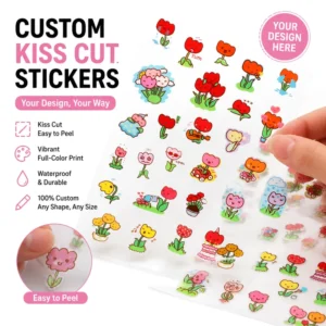 Custom Kiss-Cut Transparent Vinyl Sticker Sheets with Waterproof Personalized Logo Printing for Planner Packaging