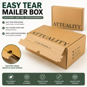 Custom Kraft Corrugated Mailer Box with Logo, Eco-Friendly, for E-Commerce Product Packaging