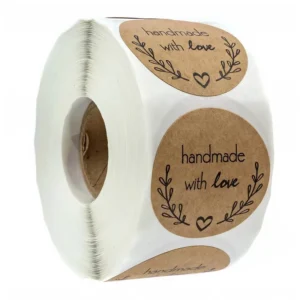 Custom Kraft Paper Adhesive Labels Roll, Biodegradable Waterproof UV-Resistant Packaging Labels