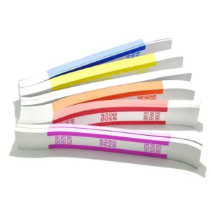 Custom Kraft Paper Currency Straps, 29x192mm ABA Color-Code Self-Adhesive Money Bands for Bank Cash Counting