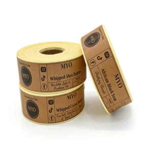 Custom Kraft Paper Packaging Labels Self-Adhesive Vintage Waterproof Vinyl PVC Cotton Paper Gold Foil Printed