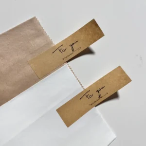 Custom Kraft Paper Sealing Sticker Long Strip Adhesive Label for Bakery Cake Box Gift Packaging Envelope Seal