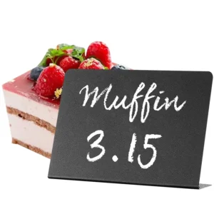Custom L Shape Reusable Plastic Digital Printing Mini Chalkboard Labels Black 4”x2.76” for Birthday Party Buffet Table Numbers