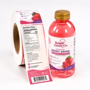 Custom Labels Waterproof Self Adhesive Sticker Logo for Juice Drink Bottles PVC Recyclable Packaging Printing Glass Bottle Labels