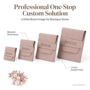 Custom Laser Embossed Logo Microfiber Suede Jewelry Pouch for Earrings Necklaces and Rings