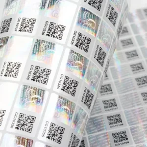 Custom Laser-Printed Vinyl Adhesive Sticker Roll with Code for Product Packaging