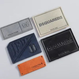 Custom Leather Clothing Labels and Jeans Patches with Metal Logo Tags