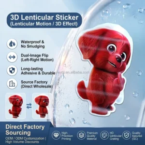 Custom Lenticular 3D Flip Stickers Waterproof Self Adhesive PET Decals Multi Effect Eco Car Laptop Decor Stickers