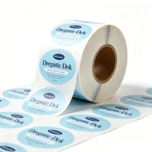 Custom Light Blue Roll Labels UV Resistant Eco-Friendly Vinyl Self-Adhesive Waterproof Stickers for Beverages Skincare Cosmetics