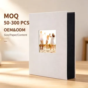 Custom Linen Fabric Photo Album Holds 300 Photos Perfect Binding Window Matte Laminated For Family Small Batch