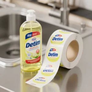 Custom Logo Adhesive Sticker Rolls for Liquid Dishwashing Liquid Soap Detergent Packaging