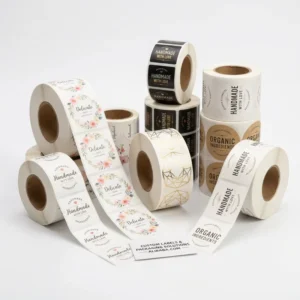 Custom Logo Adhesive Stickers, Oil-Proof Waterproof Vinyl Roll Labels for Packaging