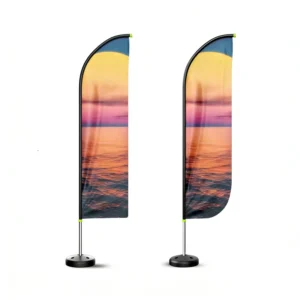 Custom Logo Beach Feather Flag with Fiberglass Flagpole Polyester