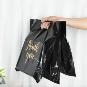 Custom Logo Biodegradable Recyclable Plastic Thank-You Shopping Bags for Clothes