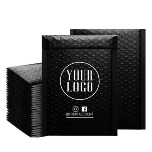 Custom Logo Black Padded Matte Bubble Mailer Bag with Sealing Closure